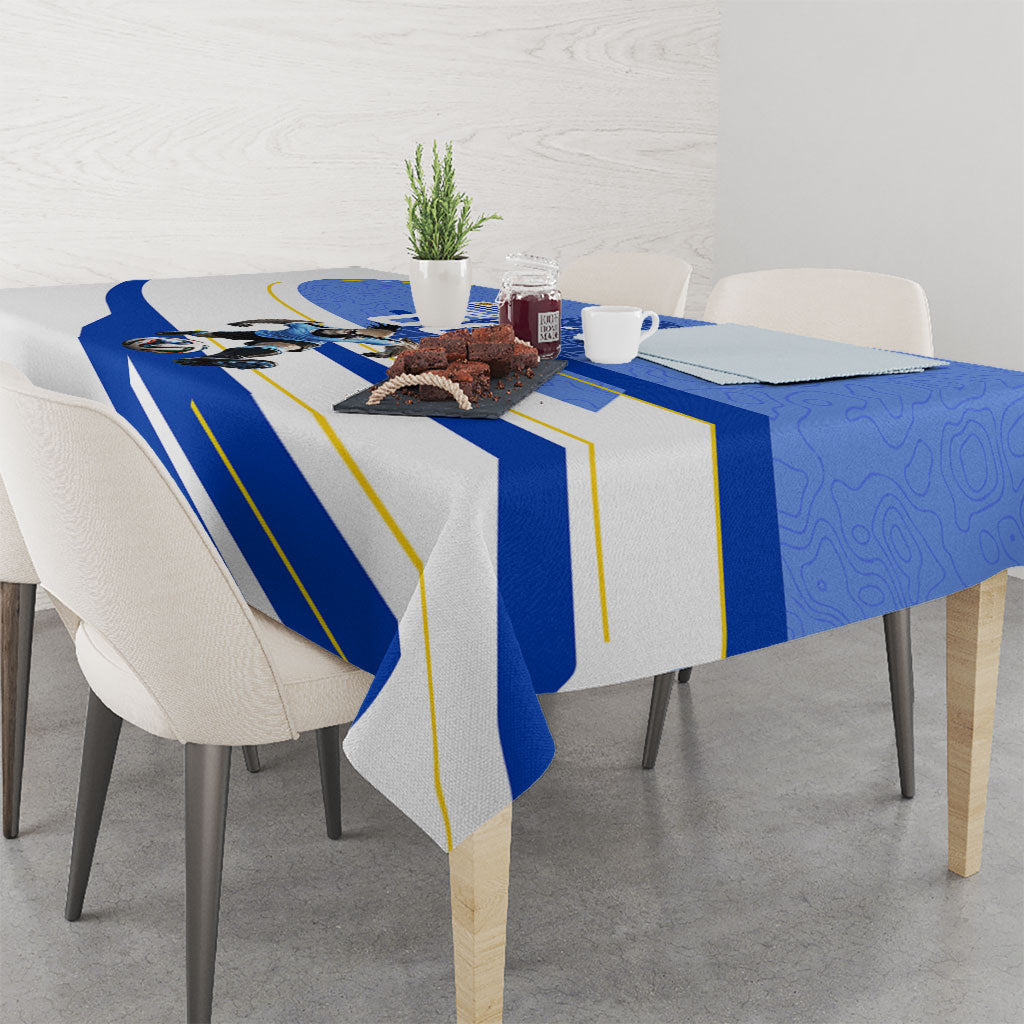 Personalized Uruguay Soccer Southern Lapwing Tablecloth Uruguayan Football Blue Topographic Pattern