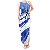 Personalized Uruguay Soccer Southern Lapwing Tank Maxi Dress Uruguayan Football Blue Topographic Pattern