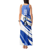 Personalized Uruguay Soccer Southern Lapwing Tank Maxi Dress Uruguayan Football Blue Topographic Pattern
