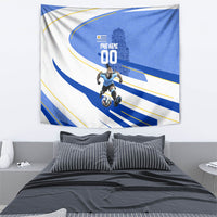 Personalized Uruguay Soccer Southern Lapwing Tapestry Uruguayan Football Blue Topographic Pattern