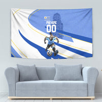 Personalized Uruguay Soccer Southern Lapwing Tapestry Uruguayan Football Blue Topographic Pattern