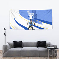 Personalized Uruguay Soccer Southern Lapwing Tapestry Uruguayan Football Blue Topographic Pattern