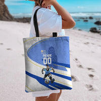 Personalized Uruguay Soccer Southern Lapwing Tote Bag Uruguayan Football Blue Topographic Pattern