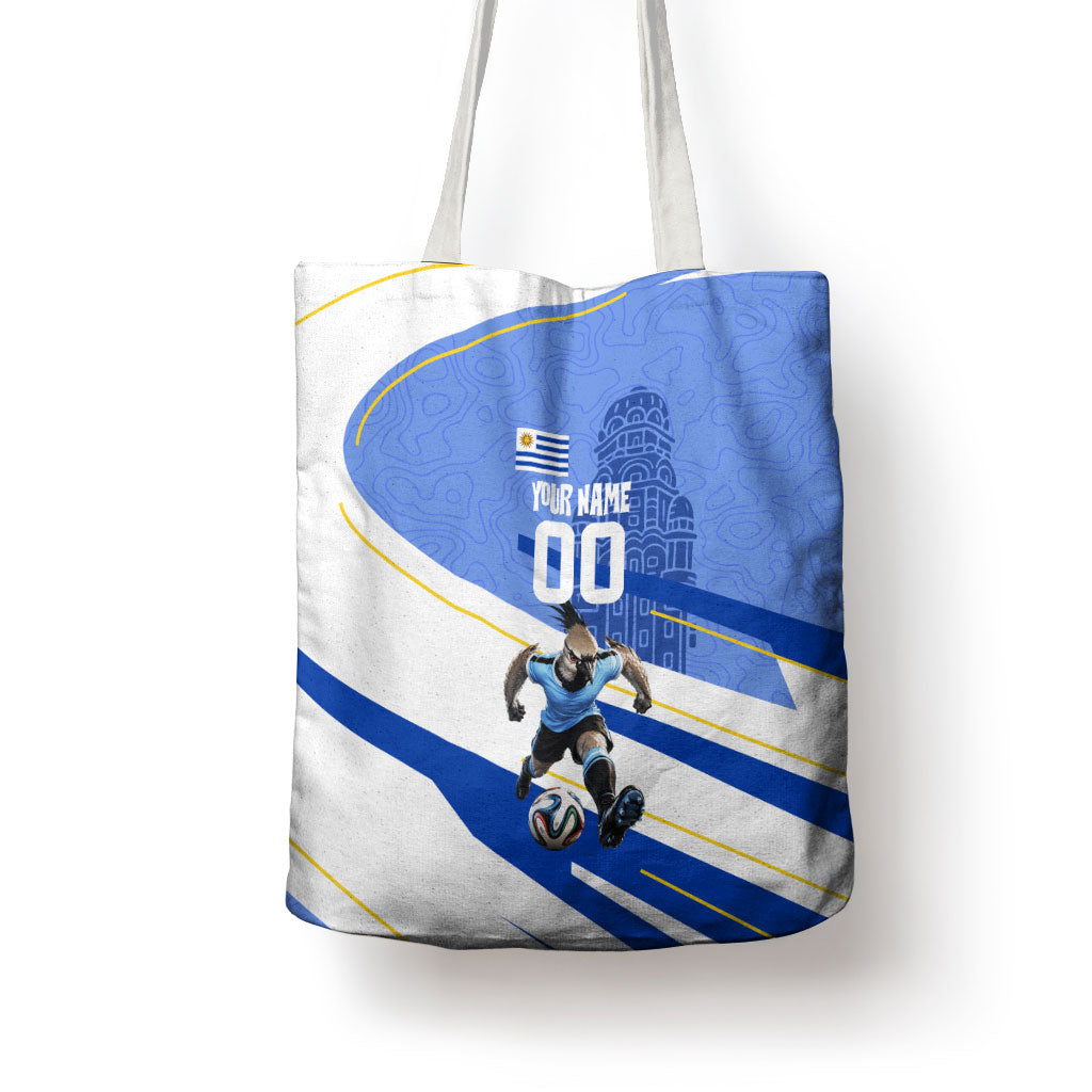 Personalized Uruguay Soccer Southern Lapwing Tote Bag Uruguayan Football Blue Topographic Pattern