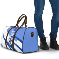 Personalized Uruguay Soccer Southern Lapwing Travel Bag Uruguayan Football Blue Topographic Pattern