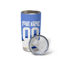 Personalized Uruguay Soccer Southern Lapwing Tumbler Cup Uruguayan Football Blue Topographic Pattern