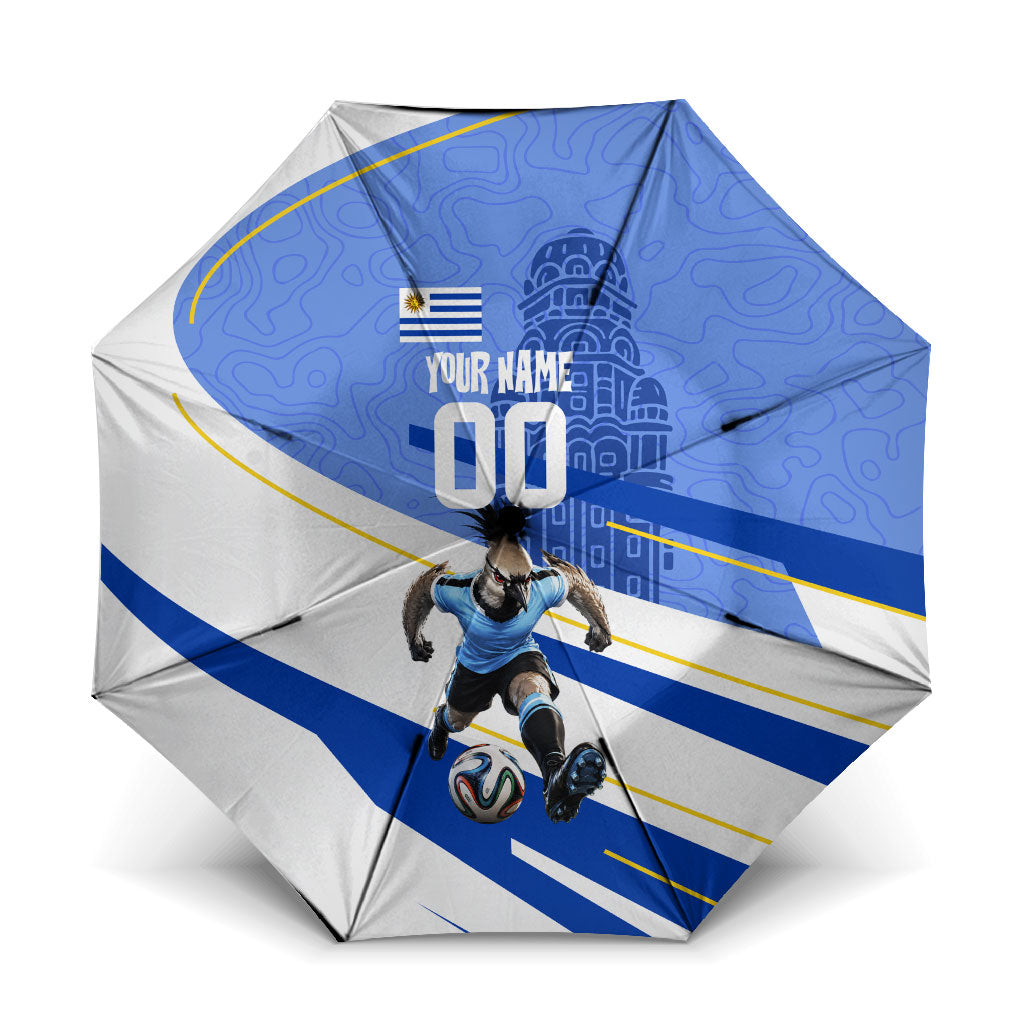 Personalized Uruguay Soccer Southern Lapwing Umbrella Uruguayan Football Blue Topographic Pattern