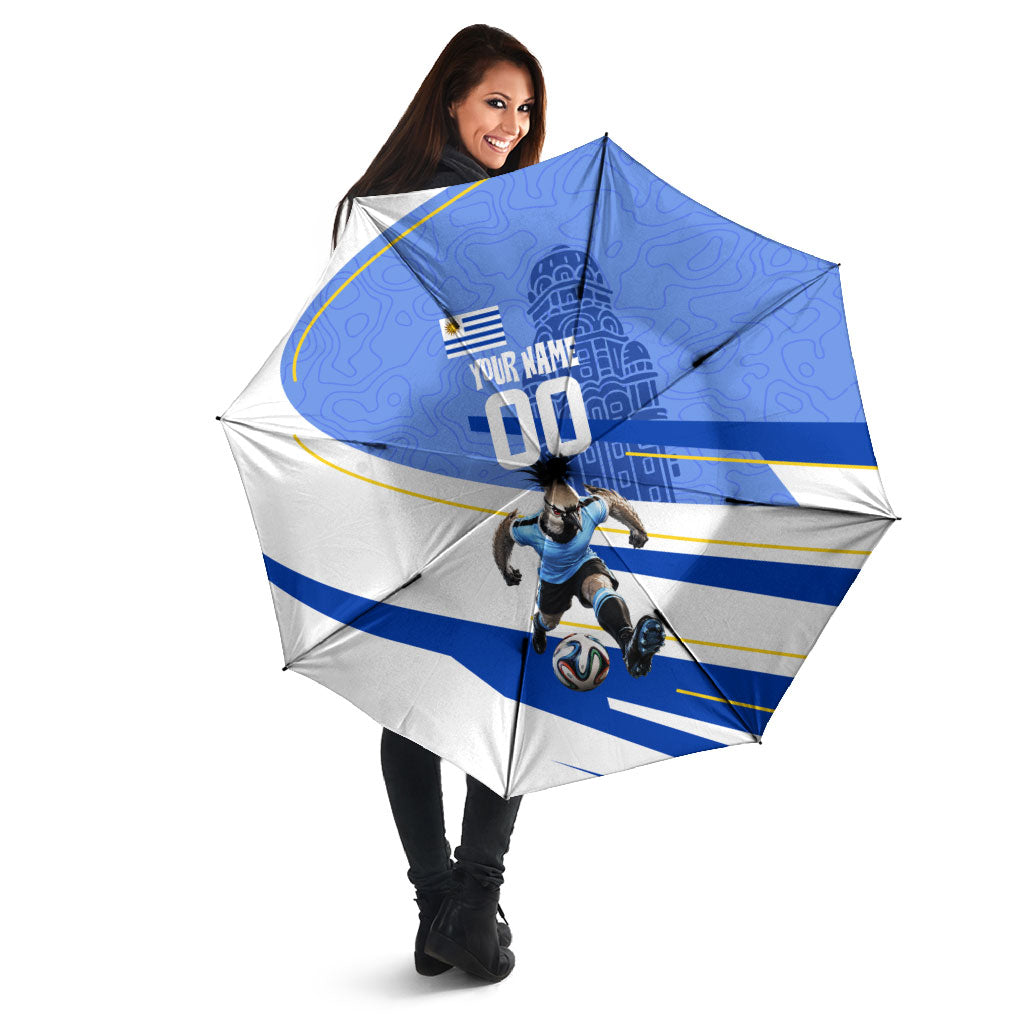 Personalized Uruguay Soccer Southern Lapwing Umbrella Uruguayan Football Blue Topographic Pattern