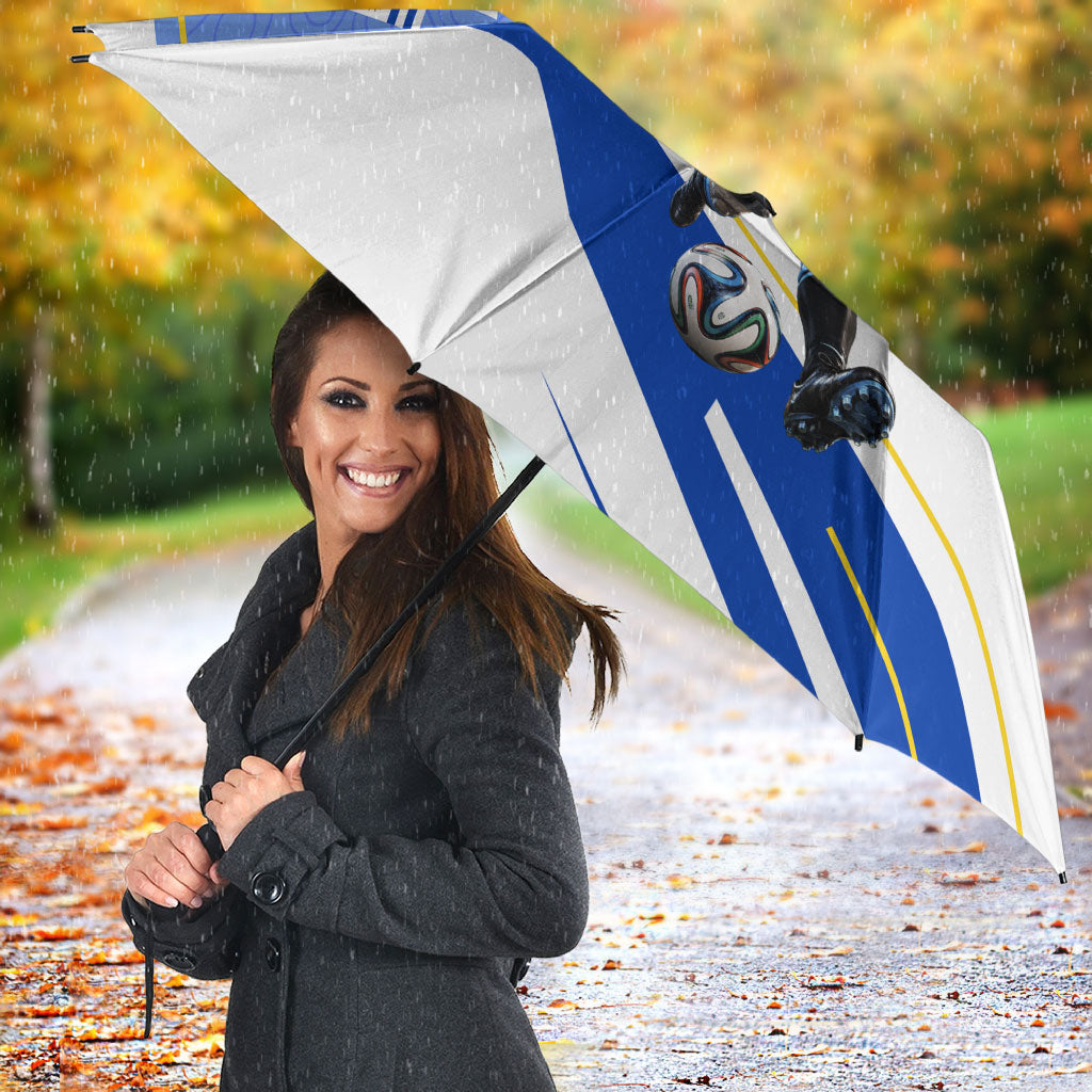 Personalized Uruguay Soccer Southern Lapwing Umbrella Uruguayan Football Blue Topographic Pattern