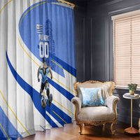 Personalized Uruguay Soccer Southern Lapwing Window Curtain Uruguayan Football Blue Topographic Pattern