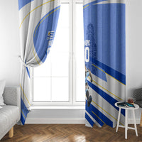 Personalized Uruguay Soccer Southern Lapwing Window Curtain Uruguayan Football Blue Topographic Pattern