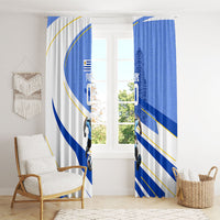 Personalized Uruguay Soccer Southern Lapwing Window Curtain Uruguayan Football Blue Topographic Pattern