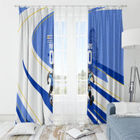 Personalized Uruguay Soccer Southern Lapwing Window Curtain Uruguayan Football Blue Topographic Pattern