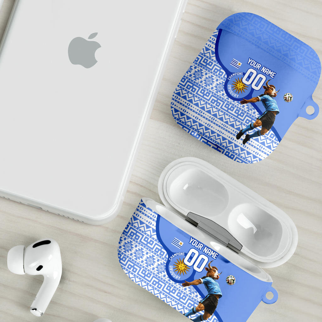 Personalized Uruguay Soccer Champions AirPods Case Uruguayan Football Sun Of May Bull Mascot