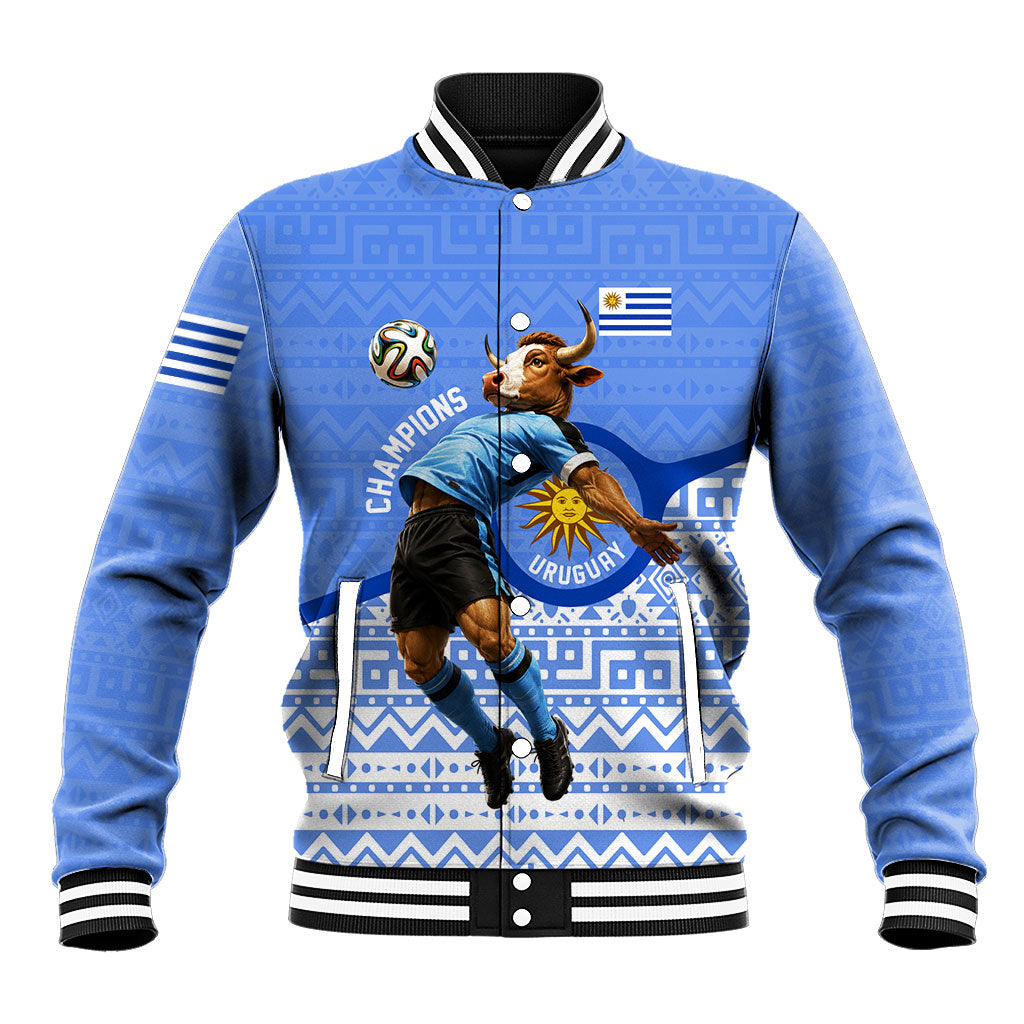 Personalized Uruguay Soccer Champions Baseball Jacket Uruguayan Football Sun Of May Bull Mascot