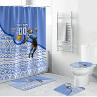 Personalized Uruguay Soccer Champions Bathroom Set Uruguayan Football Sun Of May Bull Mascot