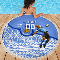Personalized Uruguay Soccer Champions Beach Blanket Uruguayan Football Sun Of May Bull Mascot