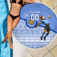 Personalized Uruguay Soccer Champions Beach Blanket Uruguayan Football Sun Of May Bull Mascot
