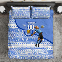 Personalized Uruguay Soccer Champions Bedding Set Uruguayan Football Sun Of May Bull Mascot