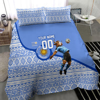 Personalized Uruguay Soccer Champions Bedding Set Uruguayan Football Sun Of May Bull Mascot