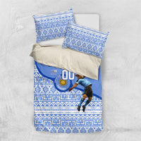 Personalized Uruguay Soccer Champions Bedding Set Uruguayan Football Sun Of May Bull Mascot