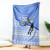 Personalized Uruguay Soccer Champions Blanket Uruguayan Football Sun Of May Bull Mascot