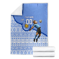 Personalized Uruguay Soccer Champions Blanket Uruguayan Football Sun Of May Bull Mascot
