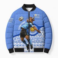 Personalized Uruguay Soccer Champions Bomber Puffer Jacket Uruguayan Football Sun Of May Bull Mascot