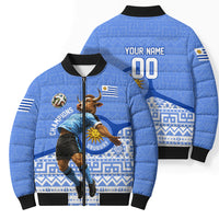 Personalized Uruguay Soccer Champions Bomber Puffer Jacket Uruguayan Football Sun Of May Bull Mascot