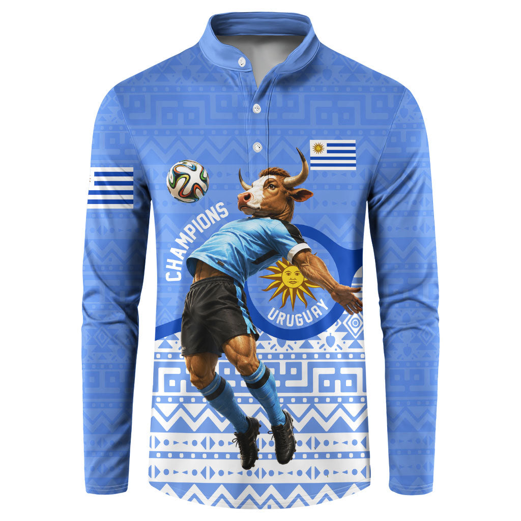 Personalized Uruguay Soccer Champions Button Sweatshirt Uruguayan Football Sun Of May Bull Mascot