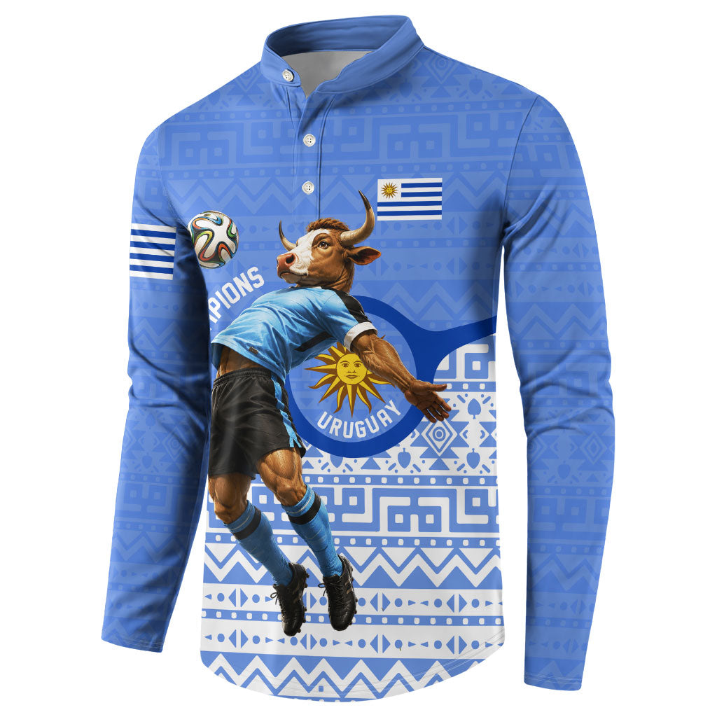 Personalized Uruguay Soccer Champions Button Sweatshirt Uruguayan Football Sun Of May Bull Mascot