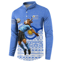 Personalized Uruguay Soccer Champions Button Sweatshirt Uruguayan Football Sun Of May Bull Mascot