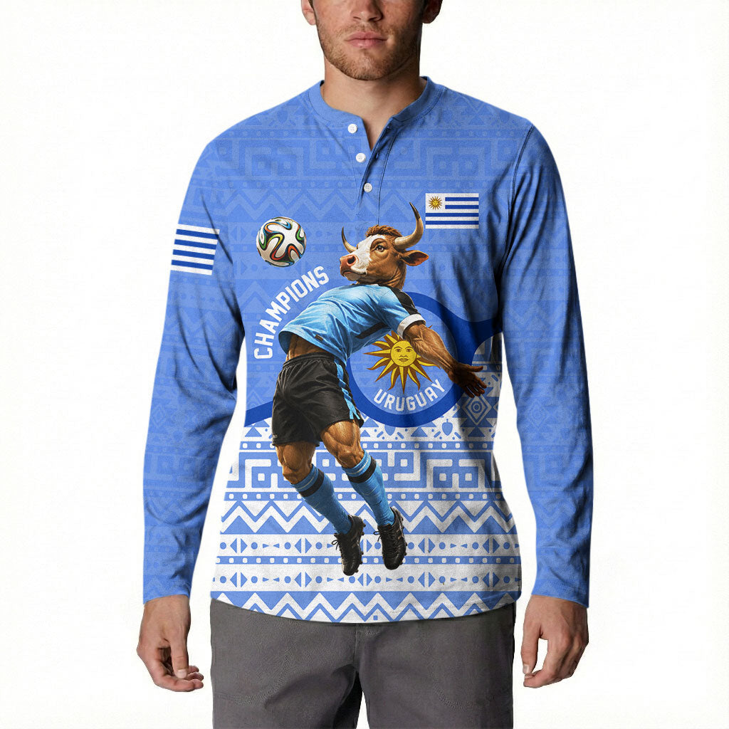 Personalized Uruguay Soccer Champions Button Sweatshirt Uruguayan Football Sun Of May Bull Mascot