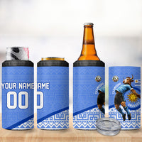 Personalized Uruguay Soccer Champions 4 in 1 Can Cooler Tumbler Uruguayan Football Sun Of May Bull Mascot