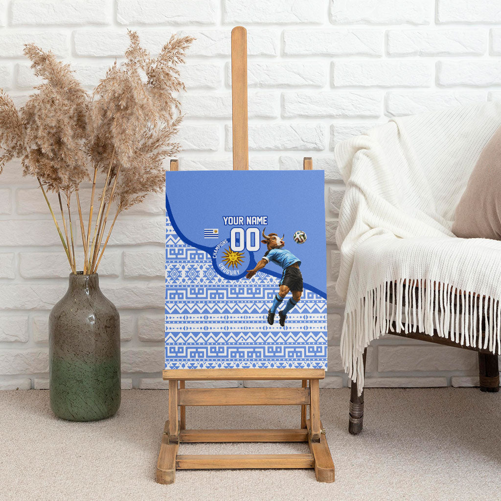 Personalized Uruguay Soccer Champions Canvas Wall Art Uruguayan Football Sun Of May Bull Mascot