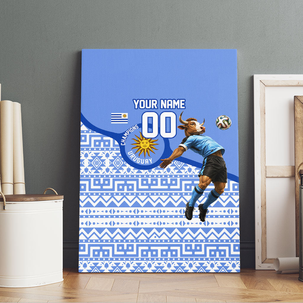 Personalized Uruguay Soccer Champions Canvas Wall Art Uruguayan Football Sun Of May Bull Mascot