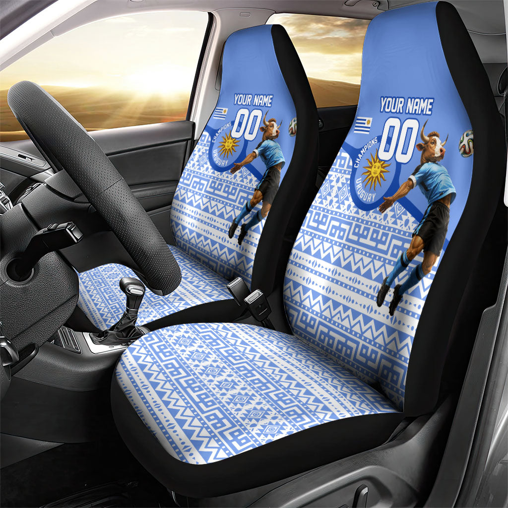 Personalized Uruguay Soccer Champions Car Seat Cover Uruguayan Football Sun Of May Bull Mascot