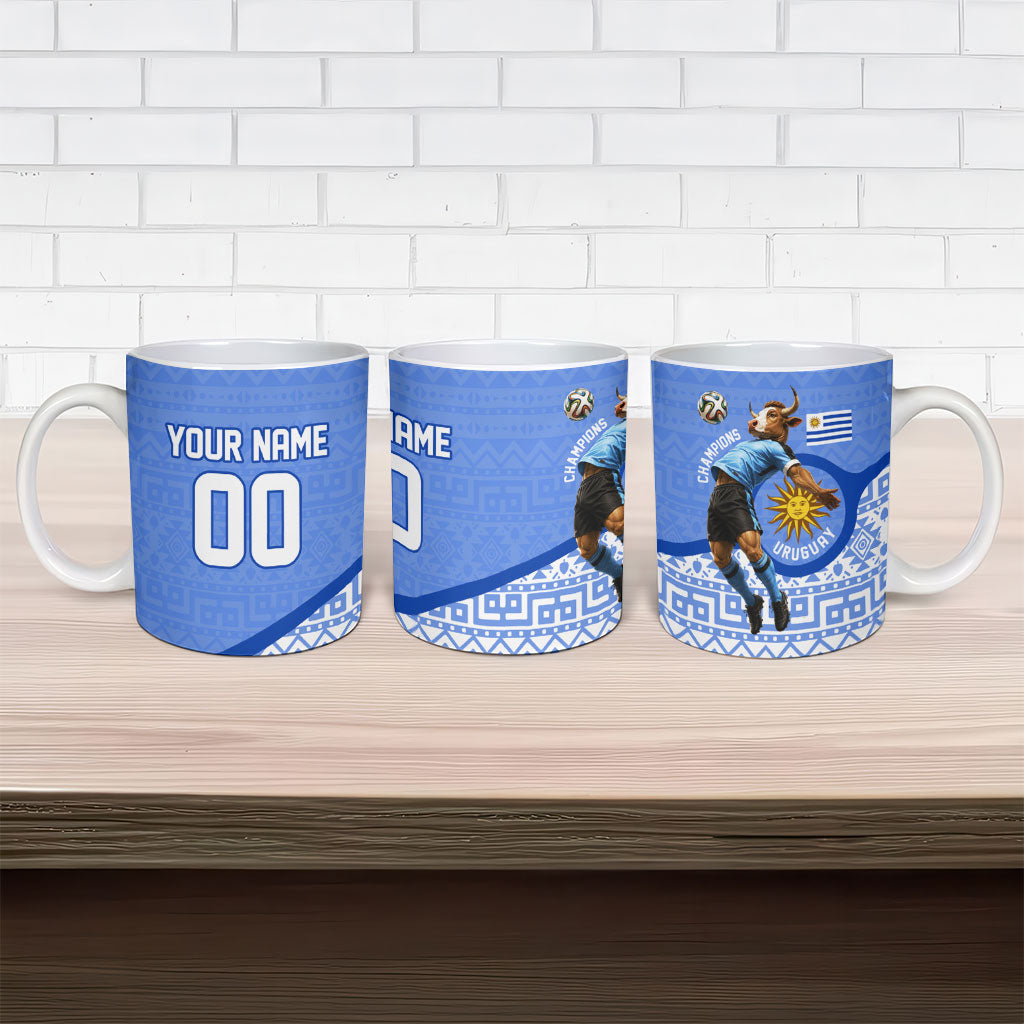 Personalized Uruguay Soccer Champions Ceramic Mug Uruguayan Football Sun Of May Bull Mascot