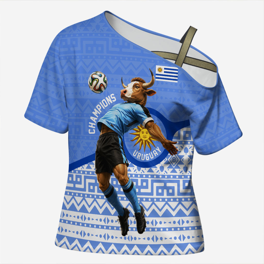 Personalized Uruguay Soccer Champions Cross Shoulder Shirt Uruguayan Football Sun Of May Bull Mascot