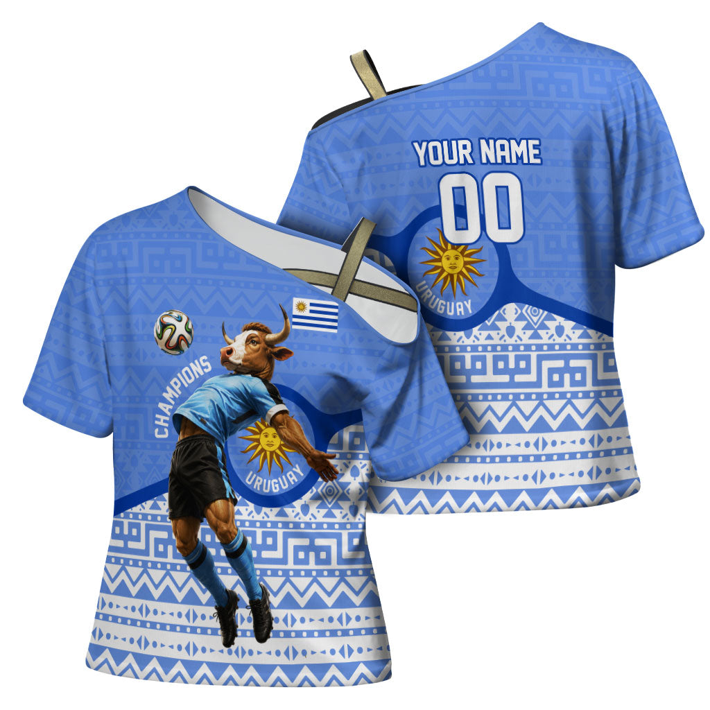 Personalized Uruguay Soccer Champions Cross Shoulder Shirt Uruguayan Football Sun Of May Bull Mascot