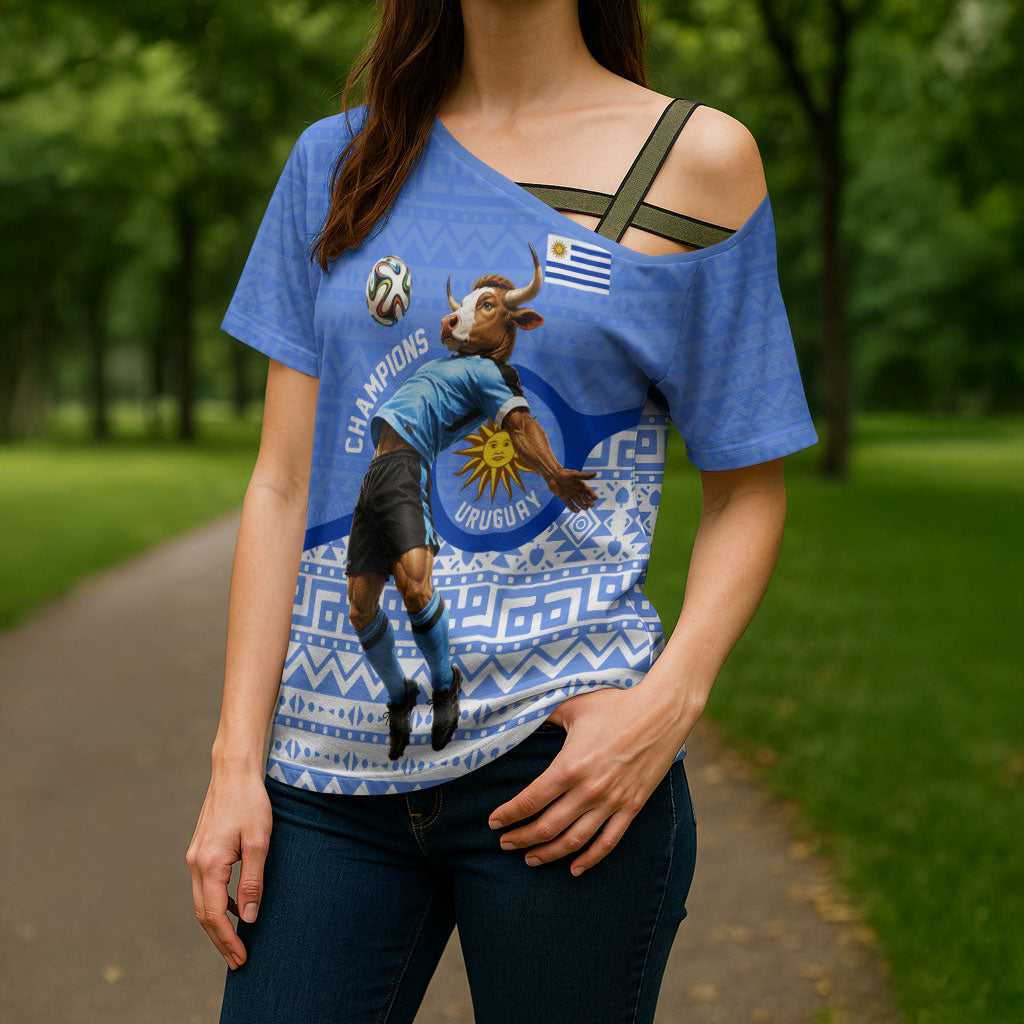 Personalized Uruguay Soccer Champions Cross Shoulder Shirt Uruguayan Football Sun Of May Bull Mascot