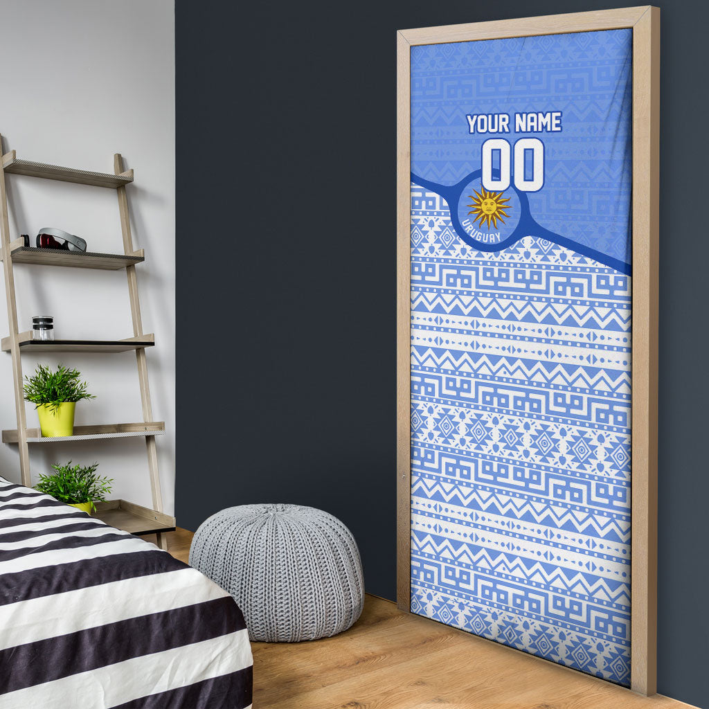 Personalized Uruguay Soccer Champions Door Cover Uruguayan Football Sun Of May Bull Mascot