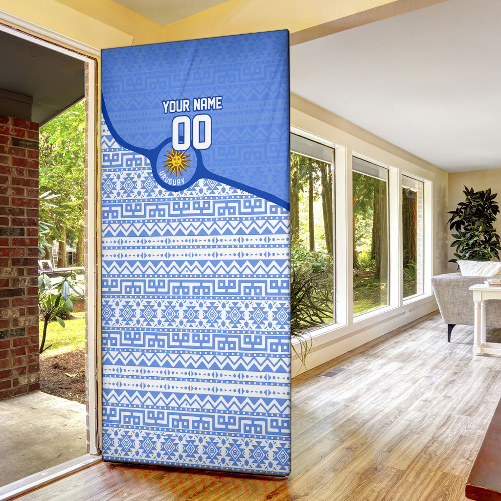 Personalized Uruguay Soccer Champions Door Cover Uruguayan Football Sun Of May Bull Mascot