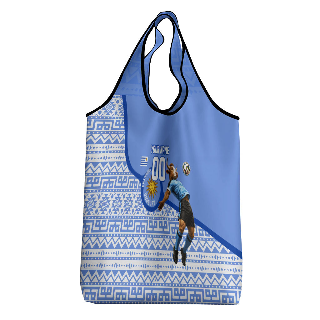 Personalized Uruguay Soccer Champions Grocery Bag Uruguayan Football Sun Of May Bull Mascot