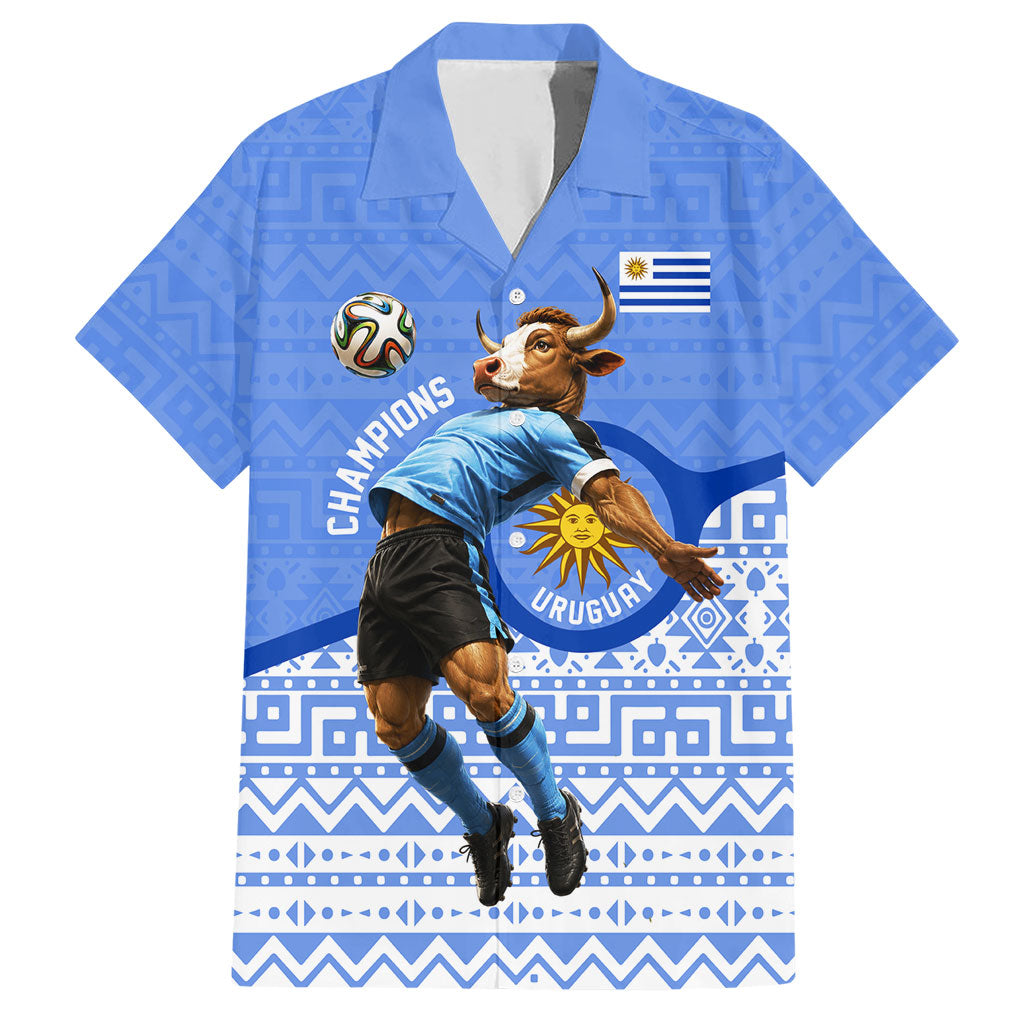 Personalized Uruguay Soccer Champions Hawaiian Shirt Uruguayan Football Sun Of May Bull Mascot