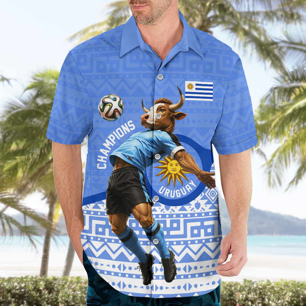 Personalized Uruguay Soccer Champions Hawaiian Shirt Uruguayan Football Sun Of May Bull Mascot