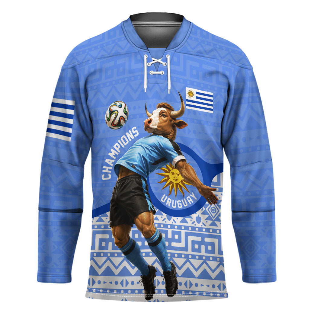 Personalized Uruguay Soccer Champions Hockey Jersey Uruguayan Football Sun Of May Bull Mascot