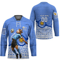 Personalized Uruguay Soccer Champions Hockey Jersey Uruguayan Football Sun Of May Bull Mascot