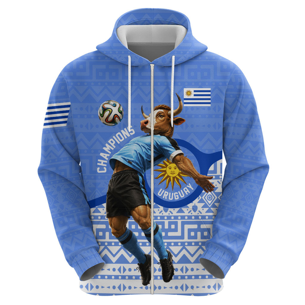 Personalized Uruguay Soccer Champions Hoodie Uruguayan Football Sun Of May Bull Mascot