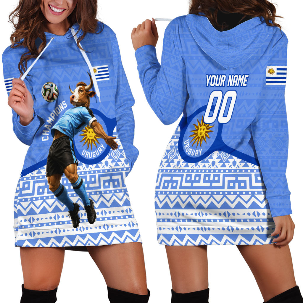 Personalized Uruguay Soccer Champions Hoodie Dress Uruguayan Football Sun Of May Bull Mascot